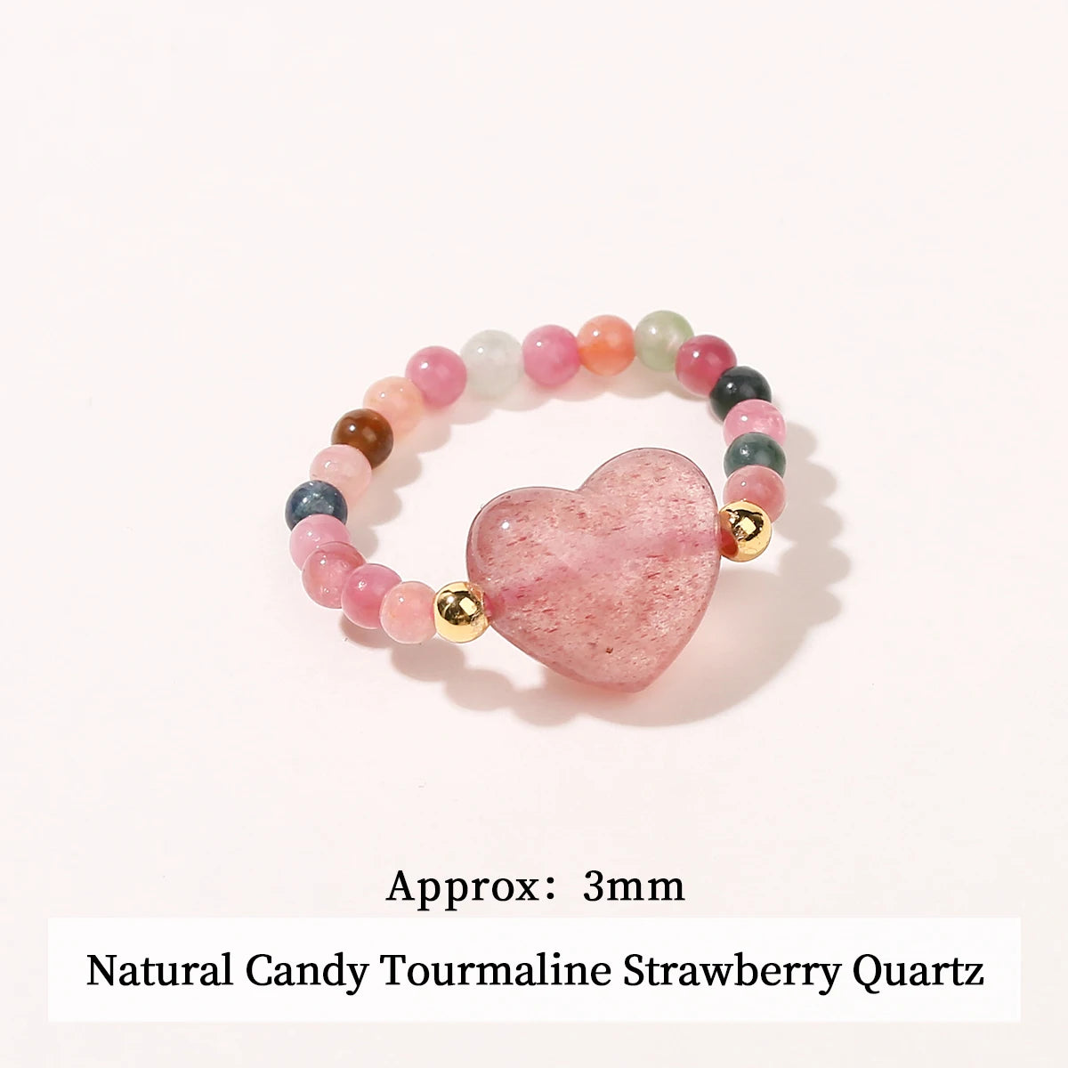 JD Natural Crystal Rings for Women Fashion Simple Sweet Small Beads Tourmaline Amethyst Turquoise Adjustable Reiki Healing Rings